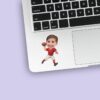 Custom Red-Shirt Football Thrower Face Cutout – Sticker Custom Red-Shirt Football Thrower Face Cutout shown on a sticker mockup