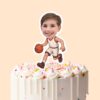 Custom White-Uniform Basketball Player Face Cutout – Cake Topper Custom White-Uniform Basketball Player Face Cutout shown on a cake topper mockup
