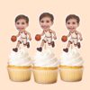 Custom White-Uniform Basketball Player Face Cutout – Cupcake Topper Custom White-Uniform Basketball Player Face Cutout shown on a cupcake topper mockup
