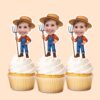 Custom Farmer Holding Orange Check Shirt Face Cutout – Cupcake Topper Custom Farmer Holding Orange Check Shirt Face Cutout shown on a cupcake topper mockup