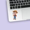 Custom Farmer Holding Orange Check Shirt Face Cutout – Sticker Custom Farmer Holding Orange Check Shirt Face Cutout shown on a sticker mockup