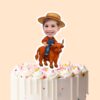 Custom Farmer Riding a Highland Cow Face Cutout – Cake Topper Custom Farmer Riding a Highland Cow Face Cutout shown on a cake topper mockup