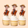 Custom Farmer Riding a Highland Cow Face Cutout – Cupcake Topper Custom Farmer Riding a Highland Cow Face Cutout shown on a cupcake topper mockup