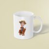 Custom Farmer Riding a Highland Cow Face Cutout – Mug Custom Farmer Riding a Highland Cow Face Cutout shown on a mug mockup