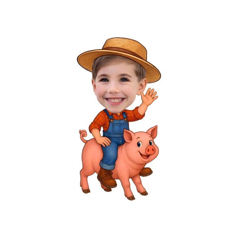 Custom Farmer Riding a Pig Face Cutout – Original Custom Farmer Riding a Pig Face Cutout design preview