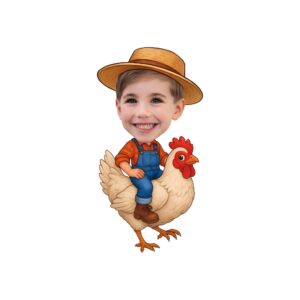 Custom Farmer Riding a Chicken Face Cutout – Original Custom Farmer Riding a Chicken Face Cutout design preview