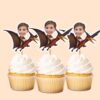 Custom Child Flying on a Pterosaur Face Cutout – Cupcake Topper Custom Child Flying on a Pterosaur Face Cutout shown on a cupcake topper mockup