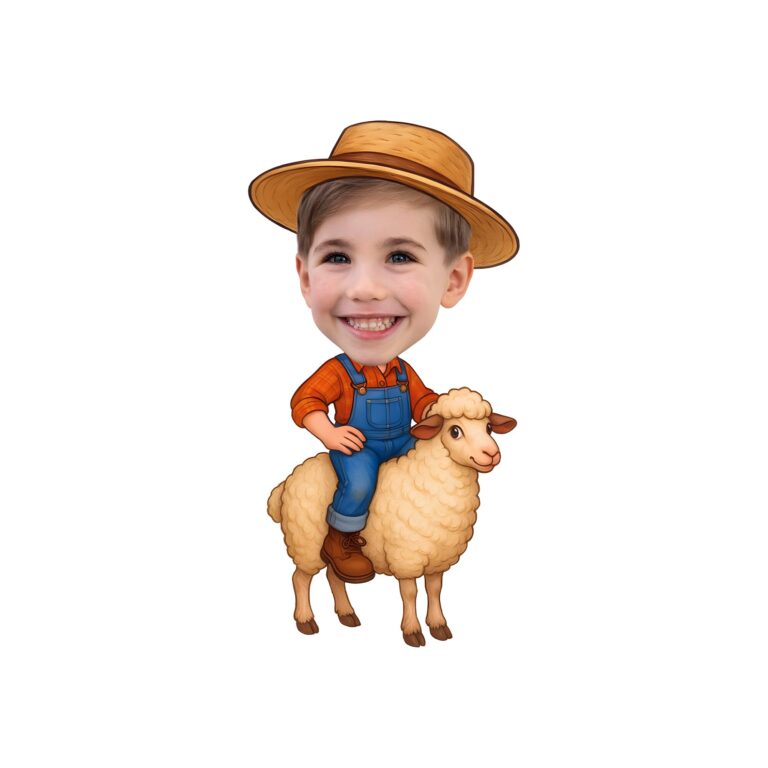 Custom Farmer Riding Orange Check Shirt Face Cutout – Original Custom Farmer Riding Orange Check Shirt Face Cutout design preview