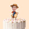 Custom Farmer Riding Orange Check Shirt Face Cutout – Cake Topper Custom Farmer Riding Orange Check Shirt Face Cutout shown on a cake topper mockup