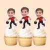 Custom Bowler Carrying a Dark Ball Face Cutout – Cupcake Topper Custom Bowler Carrying a Dark Ball Face Cutout shown on a cupcake topper mockup