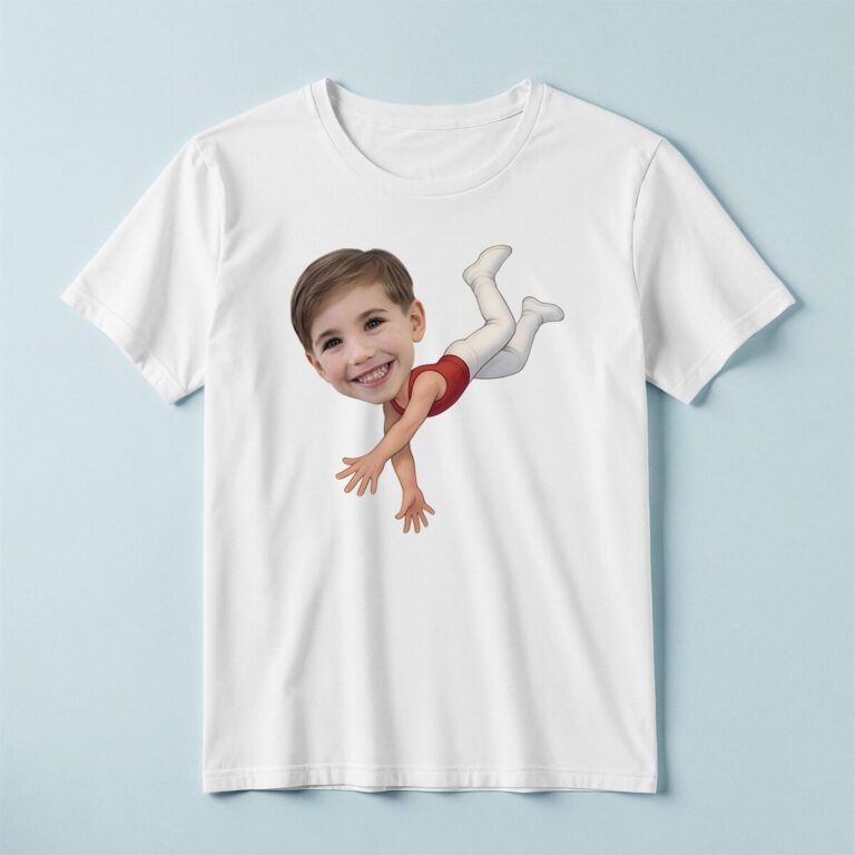 Custom Circus Acrobat in a Handstand Face Cutout – T-shirt Custom Circus Acrobat in a Handstand Face Cutout shown on a T-shirt mockup