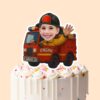 Custom Firefighter Black Firefighter Helmet Face Cutout – Cake Topper Custom Firefighter Black Firefighter Helmet Face Cutout shown on a cake topper mockup