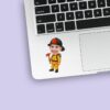 Custom Firefighter Holding an Axe Face Cutout – Sticker Custom Firefighter Holding an Axe Face Cutout shown on a sticker mockup
