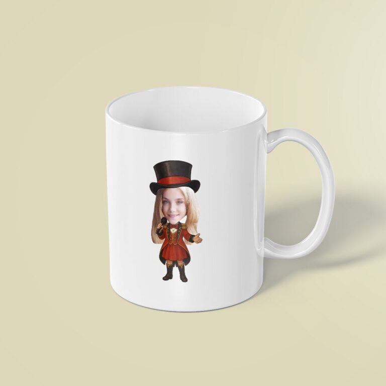 Custom Female Circus Ringmaster Face Cutout – Mug Custom Female Circus Ringmaster Face Cutout shown on a mug mockup