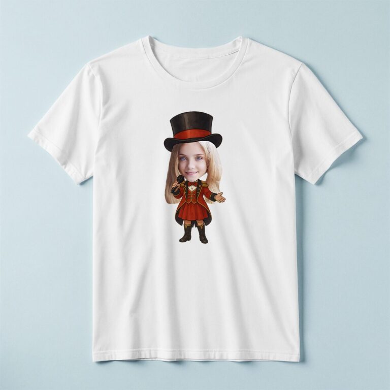 Custom Female Circus Ringmaster Face Cutout – T-shirt Custom Female Circus Ringmaster Face Cutout shown on a T-shirt mockup