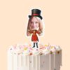 Custom Female Circus Ringmaster Presenting Face Cutout – Cake Topper Custom Female Circus Ringmaster Presenting Face Cutout shown on a cake topper mockup