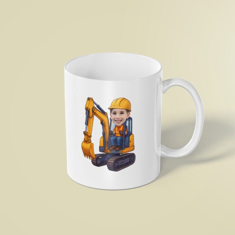 Custom Excavator Operator Blue Trousers Face Cutout – Mug Custom Excavator Operator Blue Trousers Face Cutout shown on a mug mockup