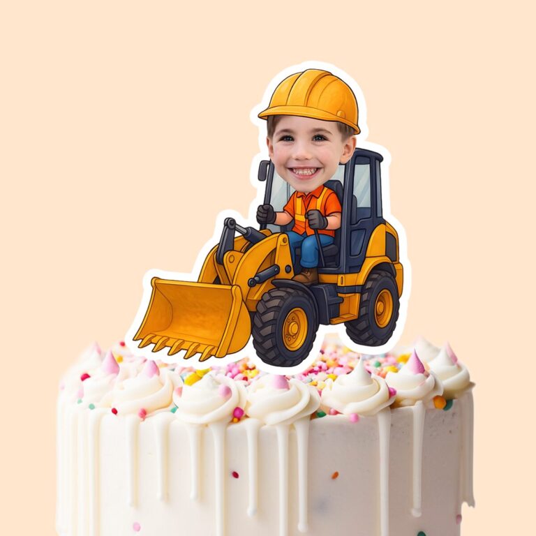 Custom Front-Loader Operator Face Cutout – Cake Topper Custom Front-Loader Operator Face Cutout shown on a cake topper mockup