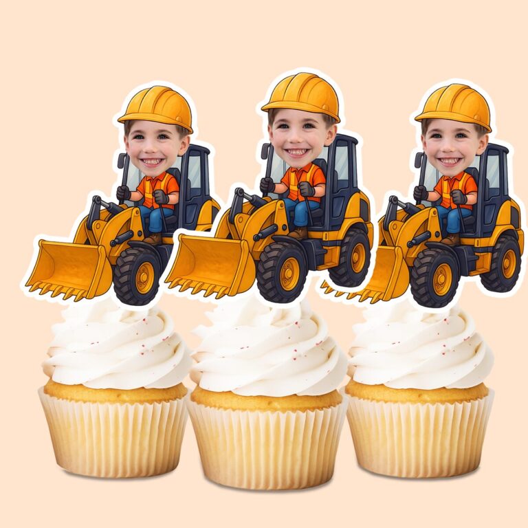 Custom Front-Loader Operator Face Cutout – Cupcake Topper Custom Front-Loader Operator Face Cutout shown on a cupcake topper mockup