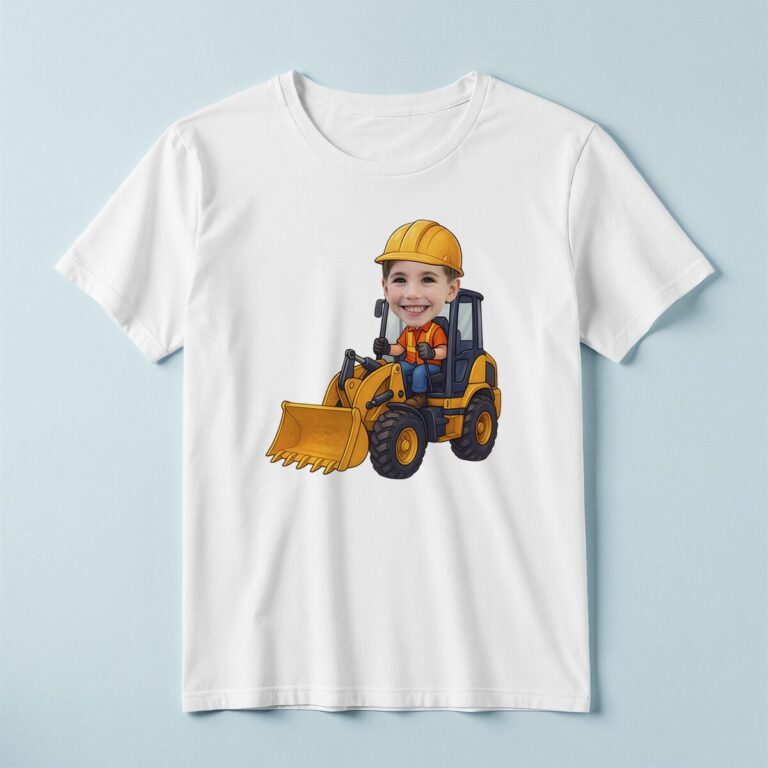 Custom Front-Loader Operator Face Cutout – T-shirt Custom Front-Loader Operator Face Cutout shown on a T-shirt mockup