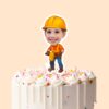 Custom Construction Worker Using a Jackhammer Face Cutout – Cake Topper Custom Construction Worker Using a Jackhammer Face Cutout shown on a cake topper mockup