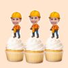 Custom Construction Worker Using a Jackhammer Face Cutout – Cupcake Topper Custom Construction Worker Using a Jackhammer Face Cutout shown on a cupcake topper mockup