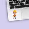 Custom Construction Worker Using a Jackhammer Face Cutout – Sticker Custom Construction Worker Using a Jackhammer Face Cutout shown on a sticker mockup