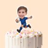 Custom Blue-Uniform White Oval Football Face Cutout – Cake Topper Custom Blue-Uniform White Oval Football Face Cutout shown on a cake topper mockup