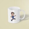 Custom Blue-Uniform White Oval Football Face Cutout – Mug Custom Blue-Uniform White Oval Football Face Cutout shown on a mug mockup