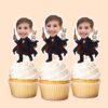 Custom Stage Magician Navy Suit Face Cutout – Cupcake Topper Custom Stage Magician Navy Suit Face Cutout shown on a cupcake topper mockup