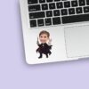 Custom Stage Magician Navy Suit Face Cutout – Sticker Custom Stage Magician Navy Suit Face Cutout shown on a sticker mockup