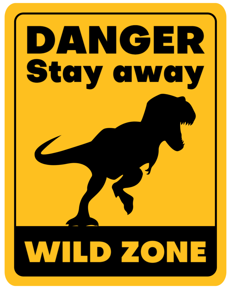 Dinosaur Warning Sign stickers