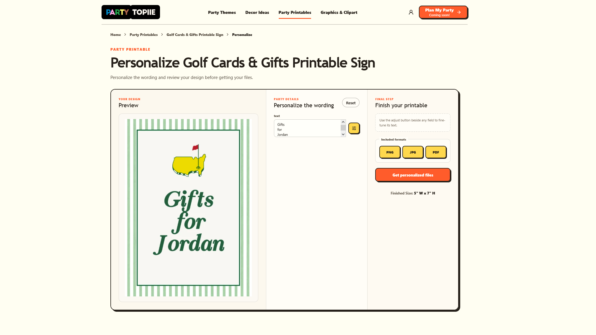 Personalize Golf Cards & Gifts Printable Sign