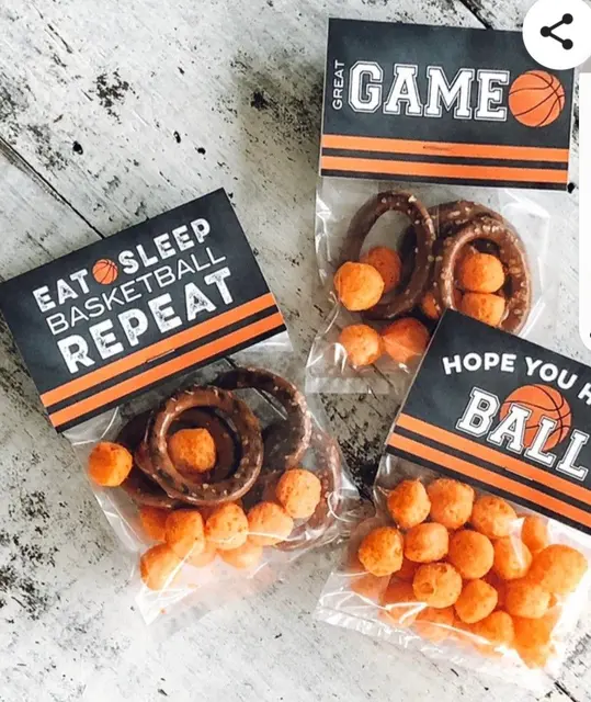 Black and Orange Basketball Treat Bag Toppers