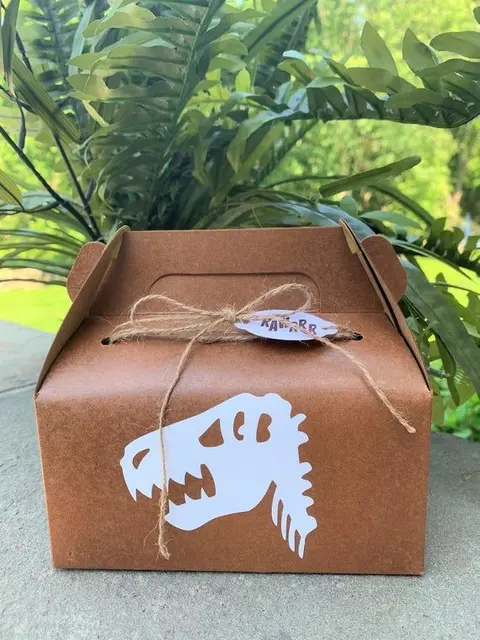 Dinosaur Skull Cutout on a Kraft Gable Favor Box