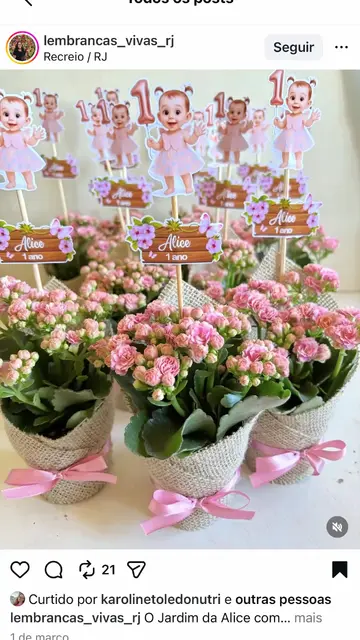 Flower Pot Favors with Illustrated Birthday Toppers