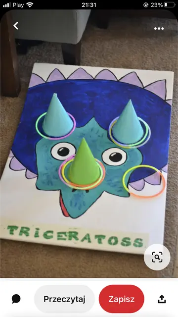 Triceratops Ring Toss Party Game Board