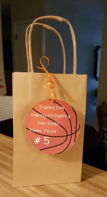 Basketball Thank-You Tag for a Kraft Favor Bag