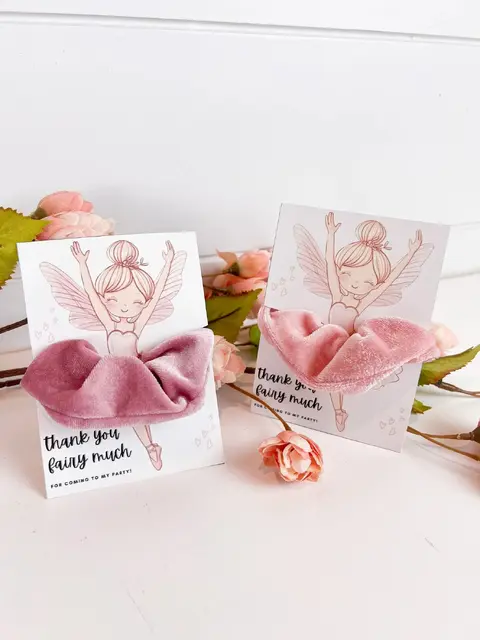 Fairy Thank You Cards with Soft Pink Scrunchies