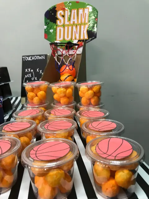 Round Basketball Lid Labels for Party Snack Cups