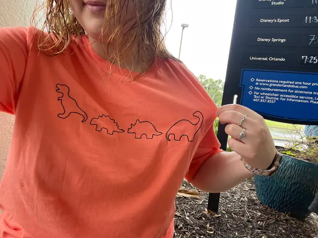 Coral Dinosaur T-Shirt with Simple Outline Artwork