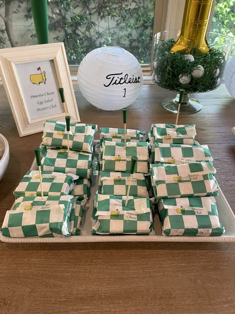 Masters Sandwich Display with Green Checked Wrappers