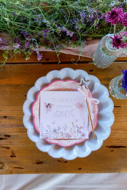 Fairy Birthday Place Setting with a Floral Thank You Card