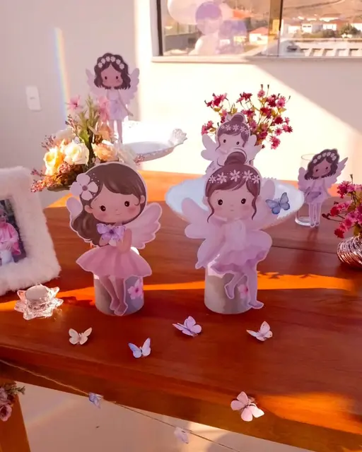Pastel Fairy Cutout Centerpieces on Cylinder Bases