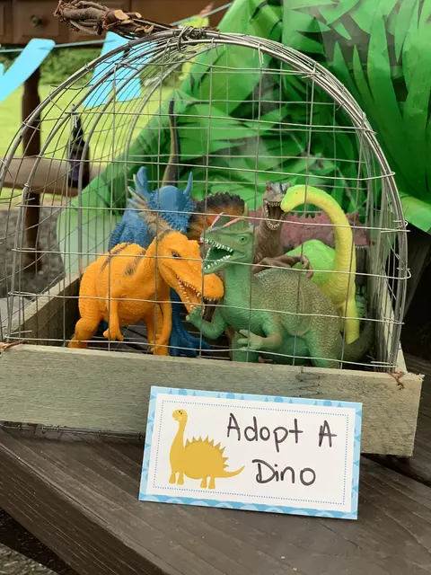 Adopt a Dino Display with a Wire Cage