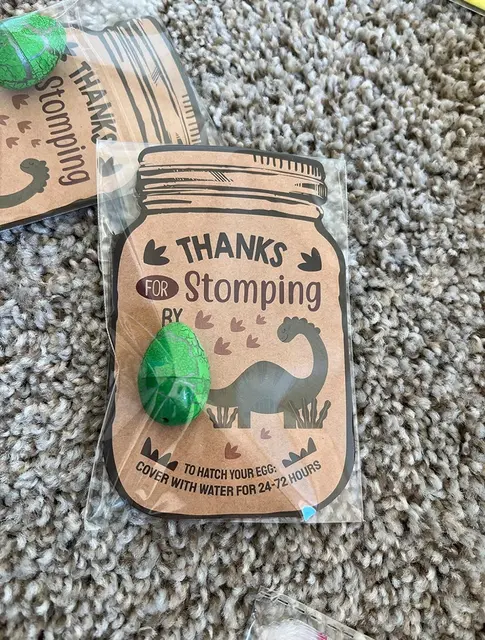 Dinosaur Chocolate Egg Favors with Thank-You Cards