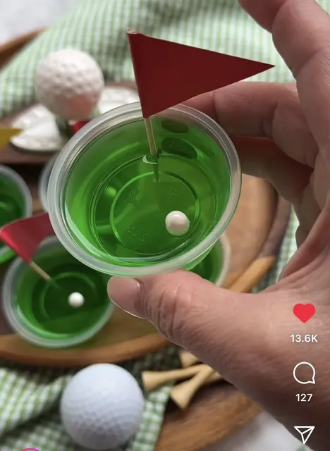 Golf Dessert Cup with a Red Flag and Green Striped Styling