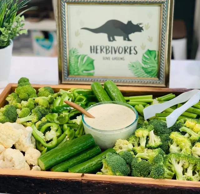 Framed Herbivore Sign for a Dinosaur Veggie Tray