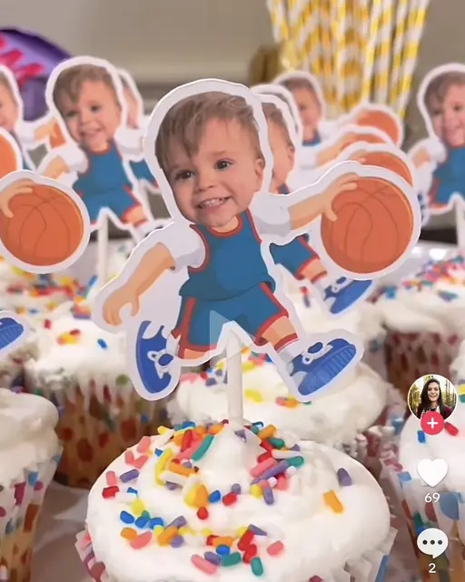 Basketball Player Photo Toppers for Birthday Cupcakes
