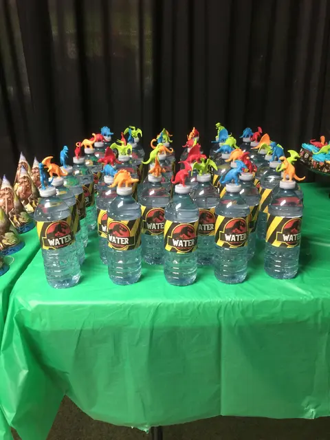 Dinosaur Water Bottle Wraps with Black and Yellow Stripes